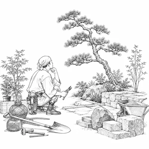 植栽・外構まで考える庭師のイラスト